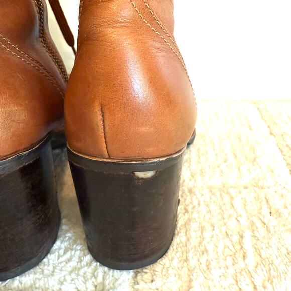 VTG Liz Claiborne Flex Brown Leather Ankle Boots Size 9 Y2K Boho Retro Romantic - Picture 3 of 15